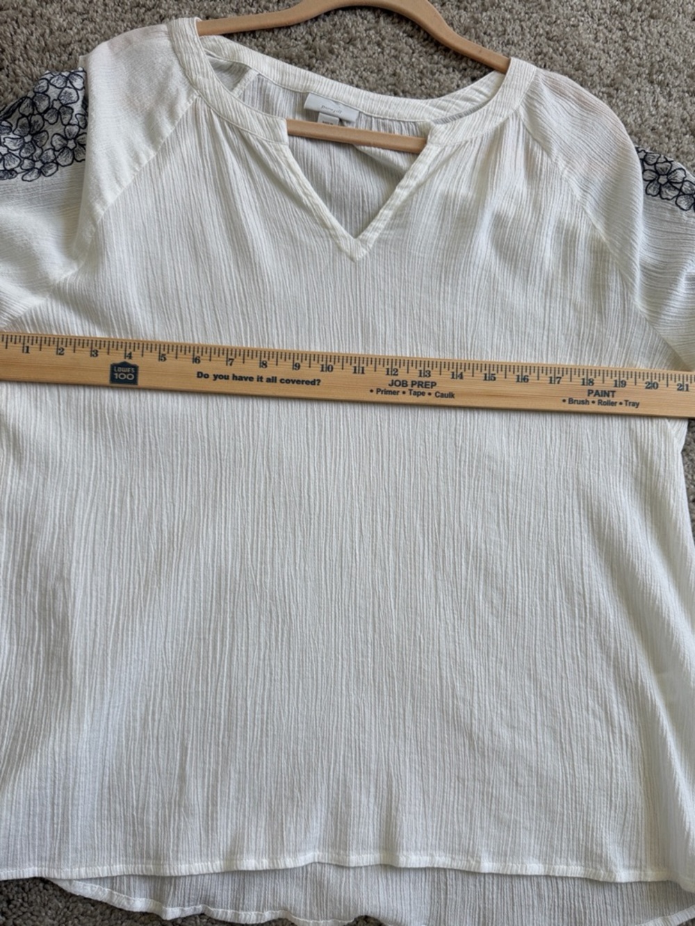 Pure Jill J.Jill Medium White Gauze Embroidered Sleeve Boho Top - Picture 10 of 11